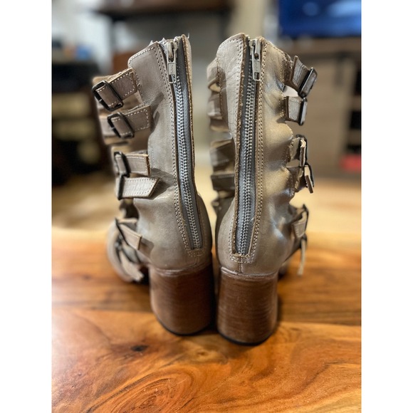 Freebird Zane Leather Open Toe Buckle Strap Sandal Booties - Size 12 - Picture 4 of 7